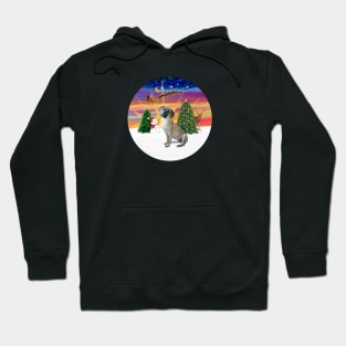 Santa's Sunset Take Off Featuring a Black Mouth Cur Hoodie